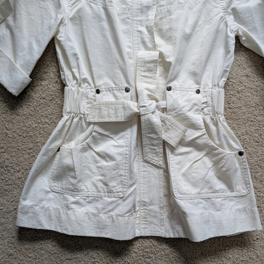 Luii White High Collar Half Sleeve Jacket Size Small - Picture 6 of 11